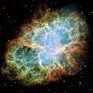 crab nebula among stars in the dark