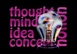 lamp image on the background of the letters