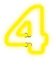 neon 4 lights number yellow