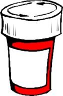 red beaker with white lid