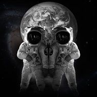 space astronaut abstract skull