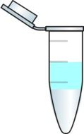 tube with blue fluid liquid drawing