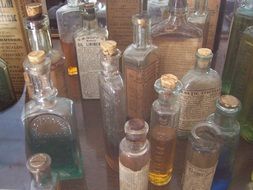 medicine bottles in pharmacy