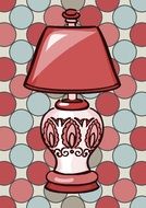 clipart of table lamp with a red shade