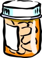 yellow container with pills drawing