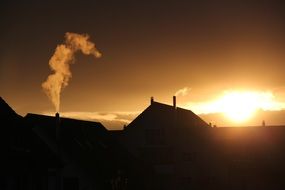 yellow smoke sunset