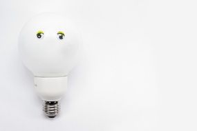 White light bulb with eyes