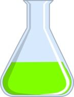 green liquid in flask, icon