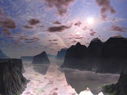 fantasy landscape between the rocks