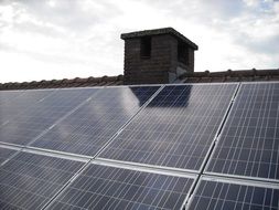 solar panels on a roof close up