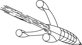 drawing of a flying rocket