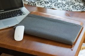 computer mouse on a cover on a table