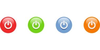colored power buttons on white background