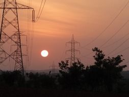 electric tower in the sunset light