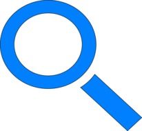 blue magnifying glass on white background