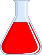 red liquid in flask in graphical representation