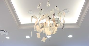 modern ceiling light with note papers