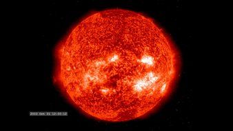 bright solar flare in space