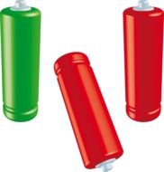 drawn two red batteries and one green