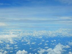 clouds in blue sky, airplane view