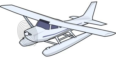 graphic image of a seaplane with a propeller