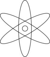 atom symbol, black on white