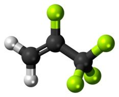 molecule of tetrafluoropropene as a 3D model