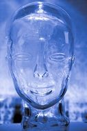 blue glass human head