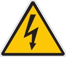 yellow sign on electrical hazard