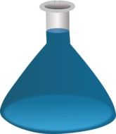 glass flask with blue liquid in chemistry