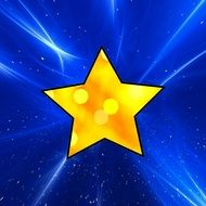 graphic image of a gold star in a blue background