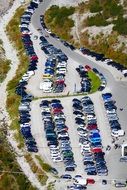 bird's eye view of crowded parking