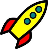 yellow space rocket as a graphic image