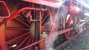 red locomotive wheels