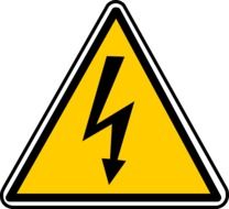 yellow high voltage sign on the white background