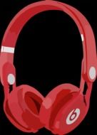 red headphones for music on black background