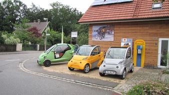 multi-colored electric cars in the parking lot