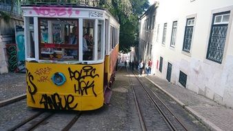 Yellow tram in Lisbon