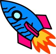 cartoon color rocket drawing