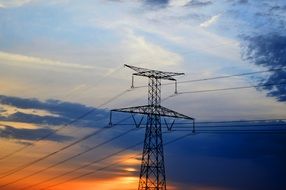 pylon electricity at the sunset