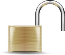 Clip art of unlocked padlock
