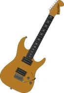 brown electric guitar with strings