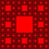 sierpinski carpet, red and black fractal