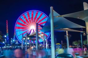 blue lights for ferris wheel on Myrtle Beach