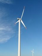 white turbine against the blue sky