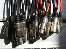 Black and red audio cables