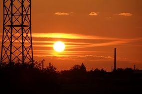 power line on the sunset