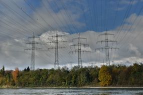 power lines over the rhine river