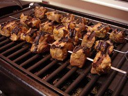 shish kebab cooking on electric grill