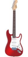 red and white electric guitar